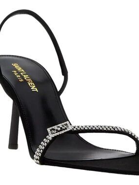Saint Laurent Crystal Strap Slingback Sandals Size 38